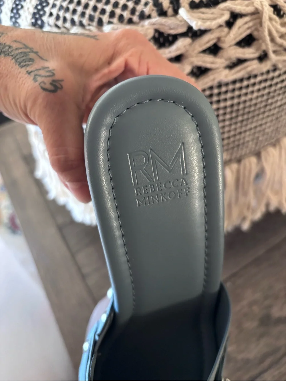Rebecca Minkoff Grey Buckle Platform Slide sz 9.5